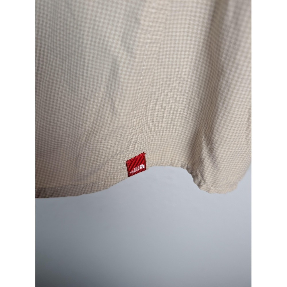 The North Face Shirt Womens XL Beige‎ Check Long Sleeve Button Travel Top - Picture 9 of 10
